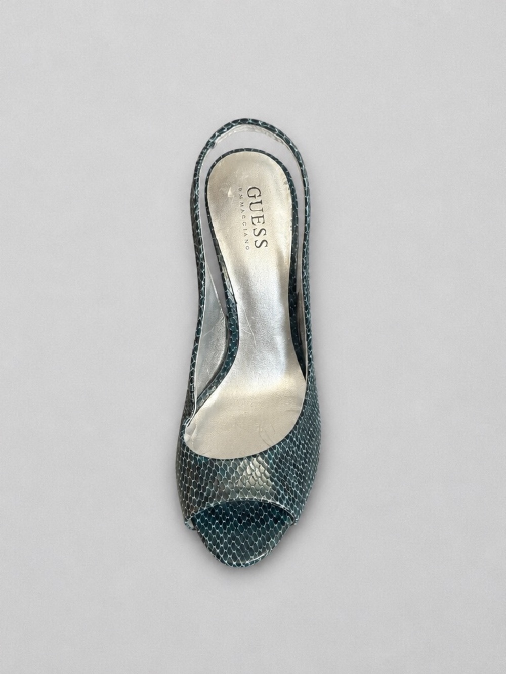 Guess by Marciano Dark Green Peep-Toe Slingback Heels
